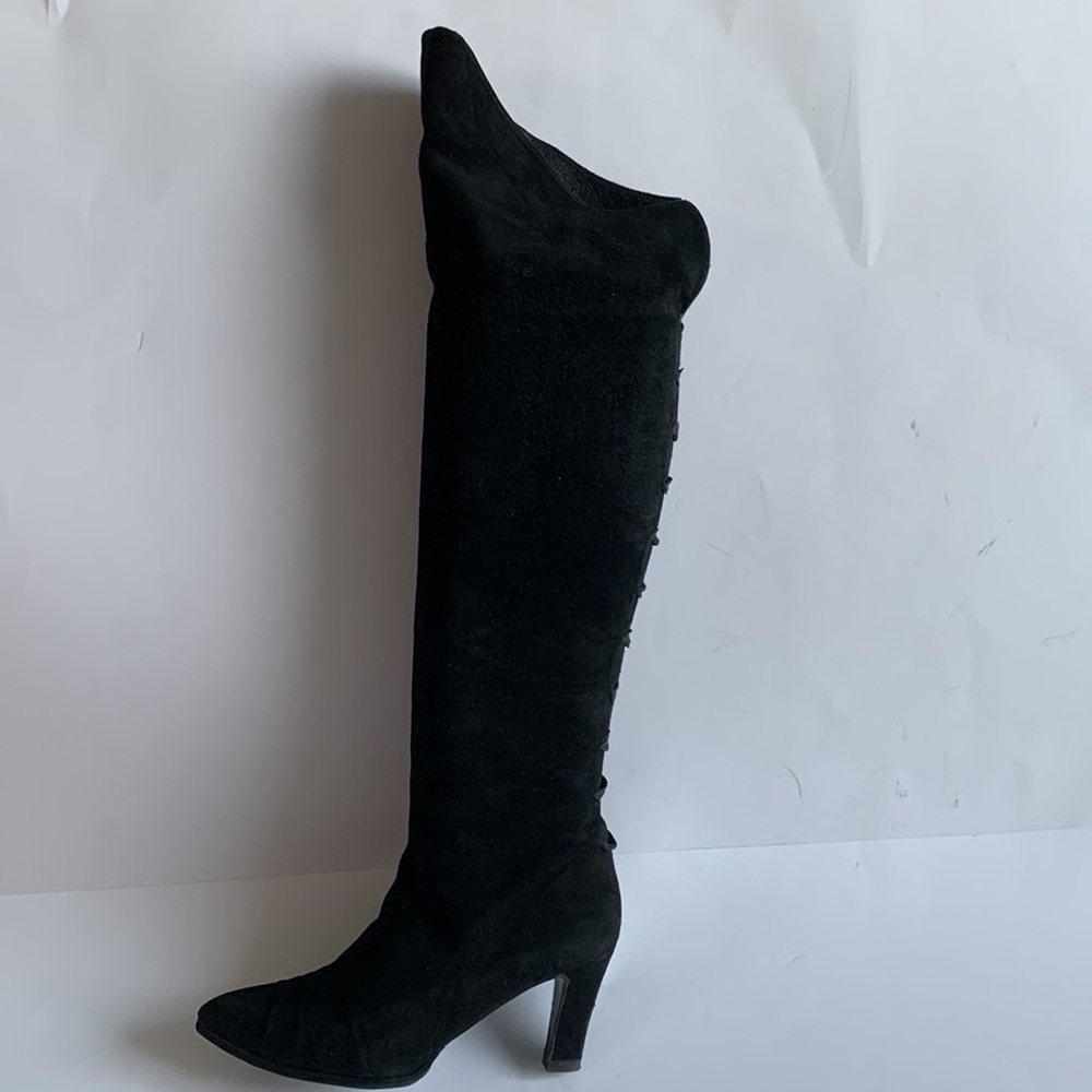 🇮🇹VTG 90’ Stuart Weitzman 💯% Suede/Leather O/U Knee Boots - Picture 4 of 17